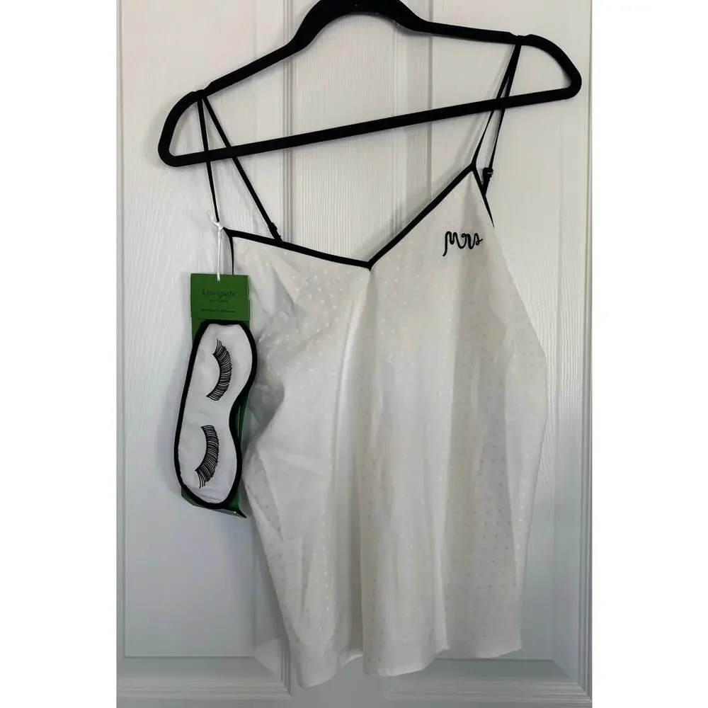 Kate Spade New York Satin Pajama Cami & Short Set Small Eye Mask 